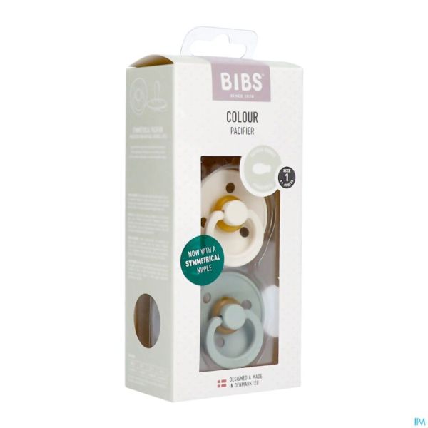 Bibs 1 Sucette Symmetric Duo Sage/ivory