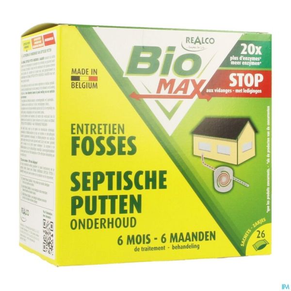 Biomax Entretien Fosses 6 Mois Sachets Solubles 26