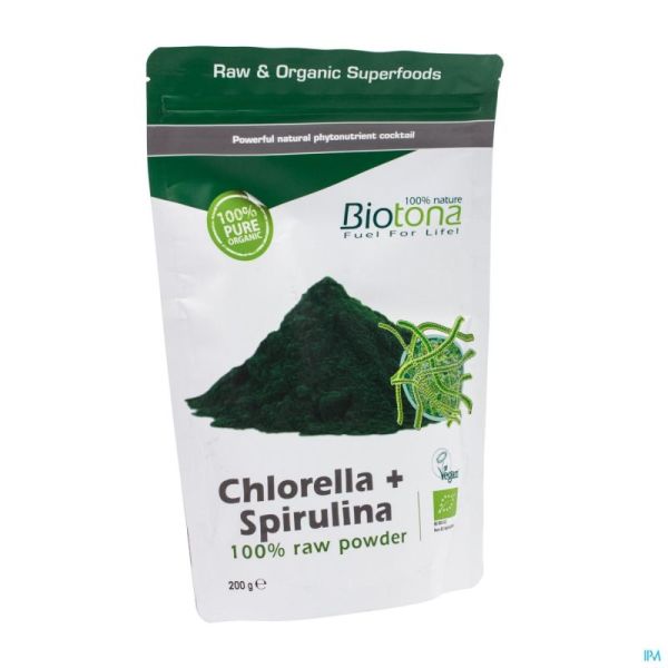 Biotona Chlorella + Spirulina Raw Powder 200g