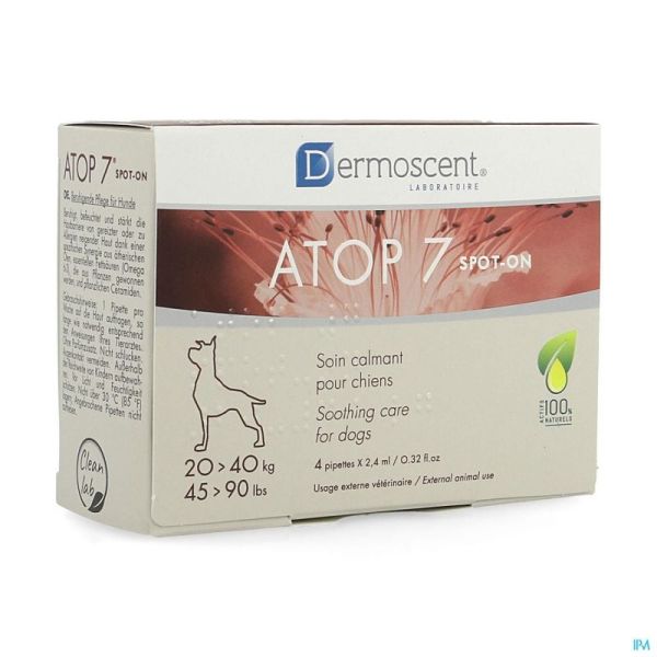 Dermoscent Atop 7 Spot On Chien 20-40kg 4x2,4ml