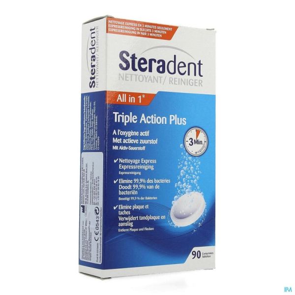 Steradent Triple Action Plus Comprimés 90