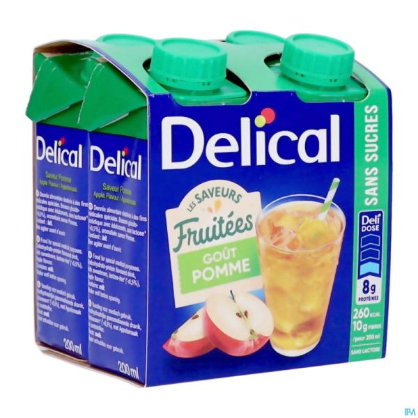 Delical Boisson Fruitee Pomme S/sucres 4x200ml