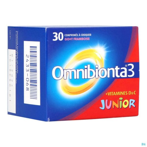 Omnibionta 3 Junior Framboise 30 Comprimés à Mâcher