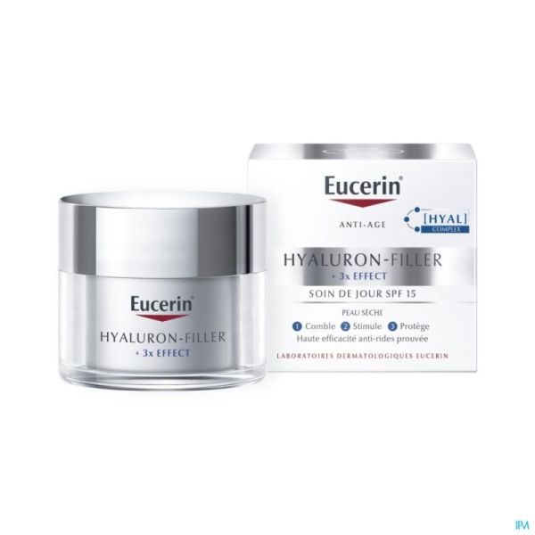 Eucerin Hyaluron-filler 3x Effect Soin de Jour pour Peaux Sèches Ip15 50ml