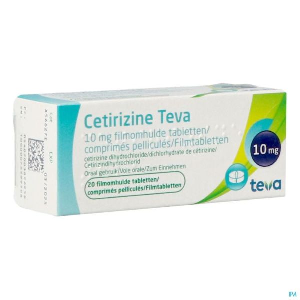 Cetirizine Teva 20 Comprimés 10 Mg