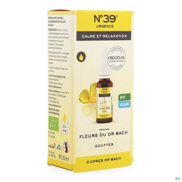 Fleurs de Bach Bio N°39 Urgence Gouttes 20ml