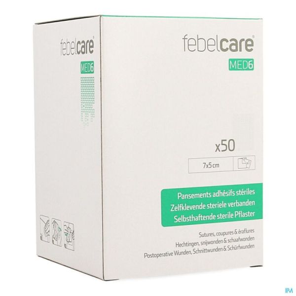 Febelcare Med6 Pansements Adhésifs Stériles 7x5cm 50pc