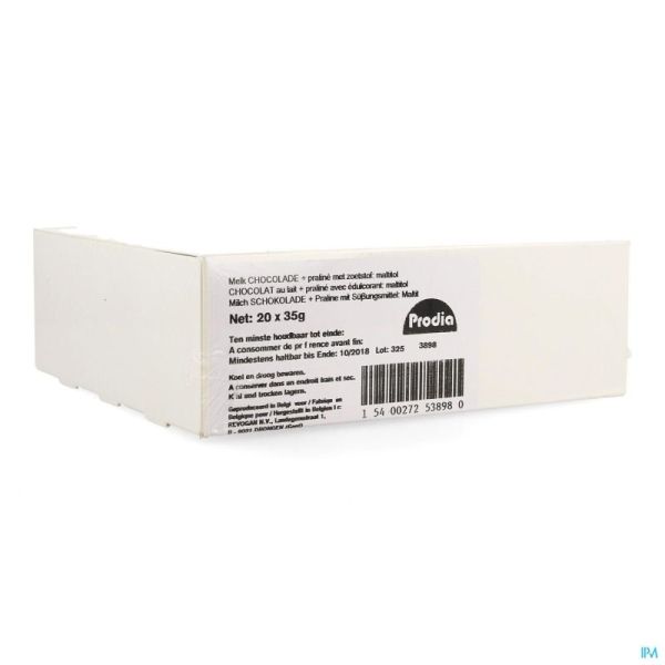 Prodia Bar Chocolat Lait Praline 20x35g