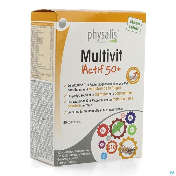 Physalis Multivit Actif 50+ Comprimés 30
