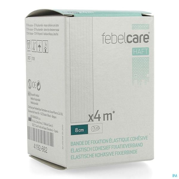 Febelcare Haft Bande de Fixation Elastique Cohésive 8cmx4m