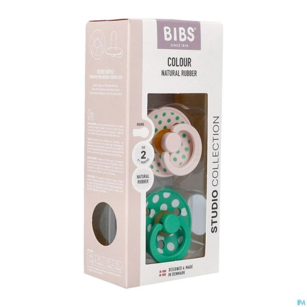 Bibs 2 Sucette Studio Duo Polka Cactus/petal