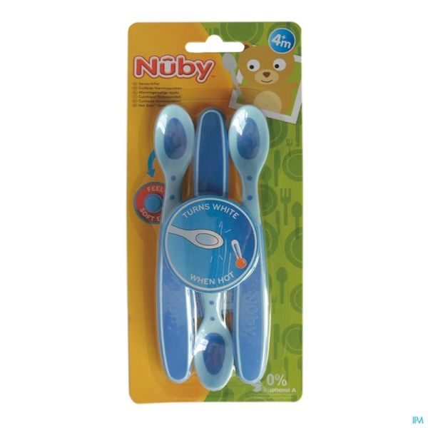 Nûby Cuillères thermosensibles - bleu -3p -  3m+