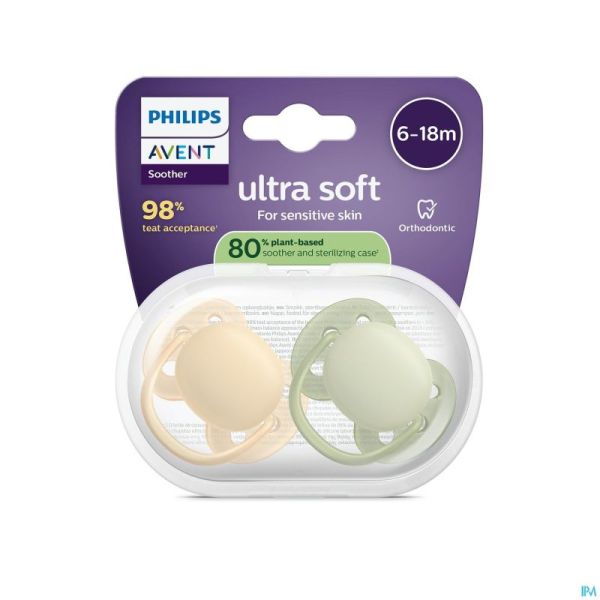 Philips Avent Sucette +6m Soft Peche/olive 2