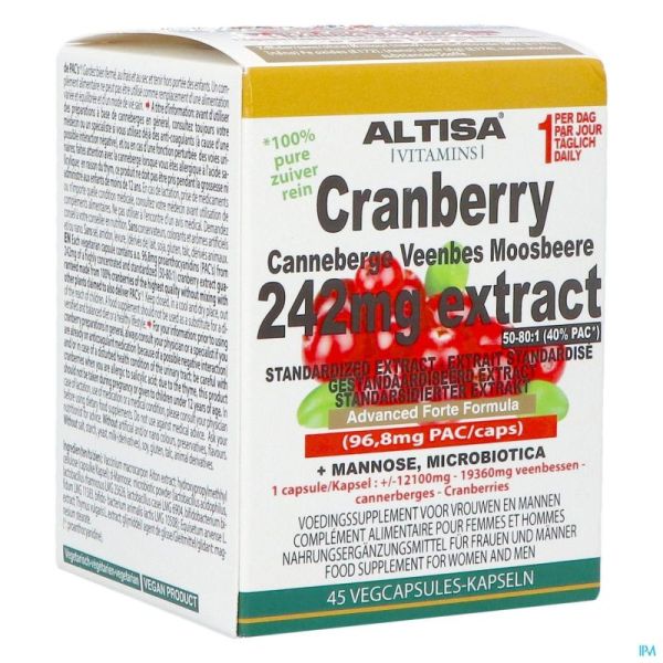 Altisa Cranberry 242mg Extrait Advanced V-gélules 45