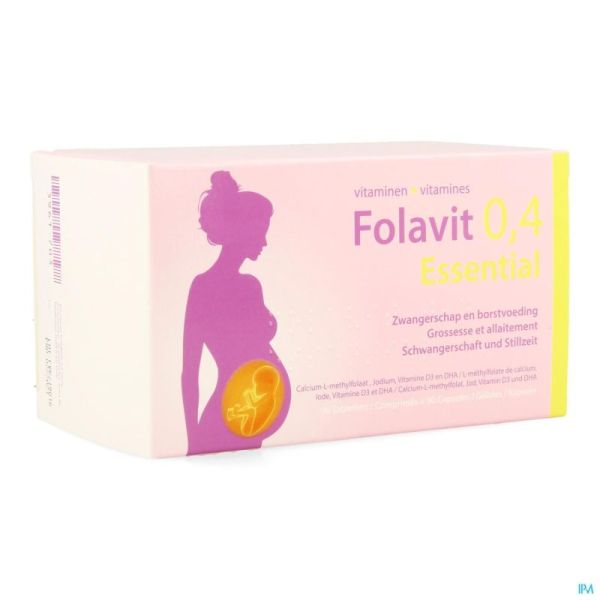 Folavit 0,4mg Essential 90 Comprimés+ 90 Gélules