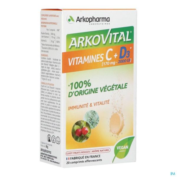 Arkovital Acerola 1000 Vit C + D3 Eff. Comp 20