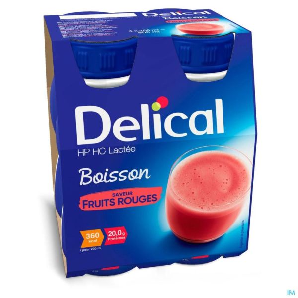 Delical Boisson Lactée Hp-hc Fruits Rouges 4x200ml