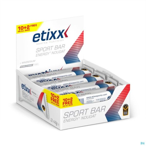 Etixx Energy Sport Bar Nougat 12x40g
