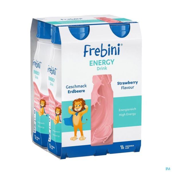 Frebini Energy Drink Enfant Fraise Flacon 4x200ml