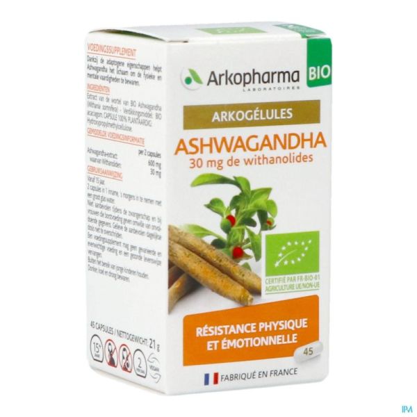 Arkogelules Ashwagandha Bio Gélules 45