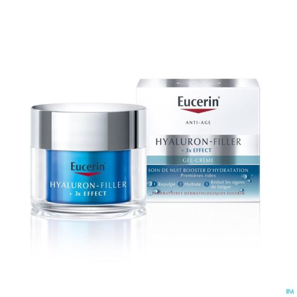 Eucerin Hyaluron-Filler+ X3 Soin de Nuit Gel Booster d'Hydratation 50ml