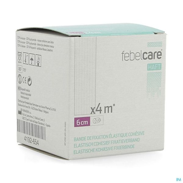 Febelcare Haft Bande de Fixation Elastique Cohésive 6cmx4m