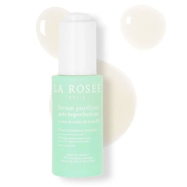 La Rosée Sérum Purifiant Anti-imperfections au Zinc et aux Acides de Fruits bio30ml