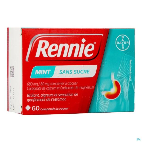 Rennie Sans Sucre 60 Pastilles