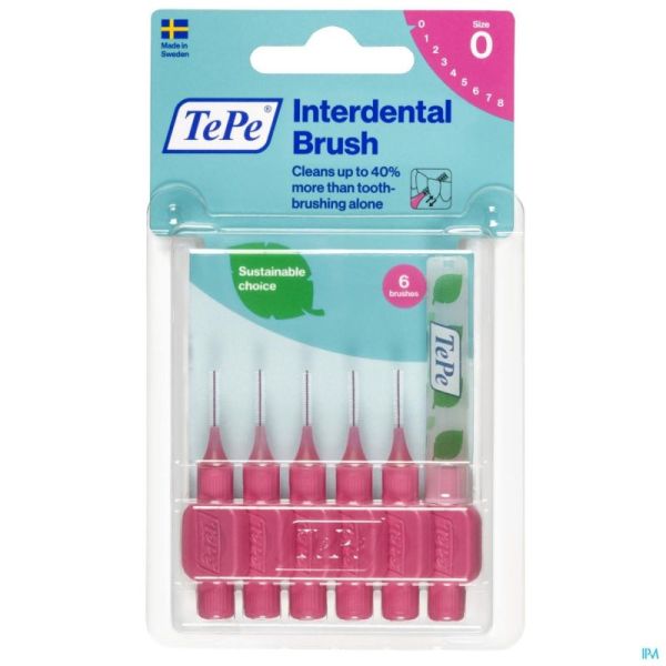 Tepe Interdental Brush 0, 4mm Pink 6 Pièce