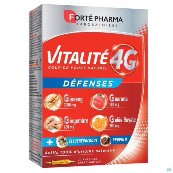 Vitalite 4g Défense Forte Pharma  20 Ampoules