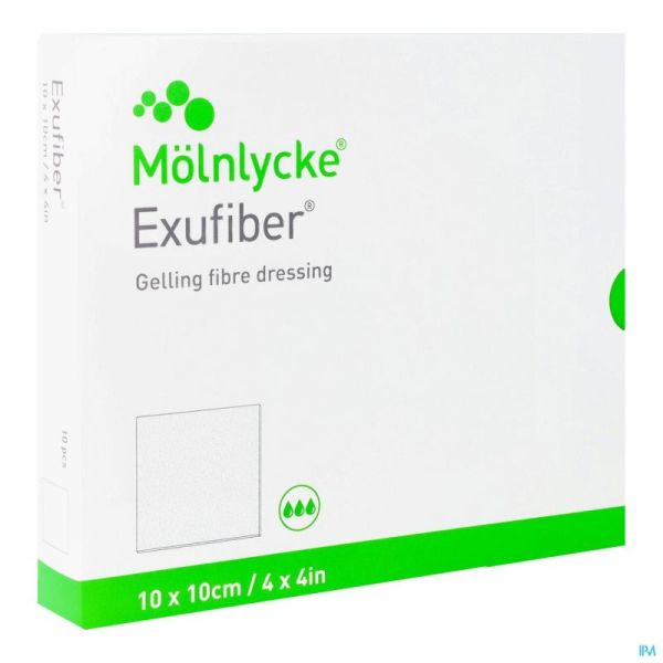 Exufiber Ag Gel.fibre Dressing Ster 10 X 10cm 10