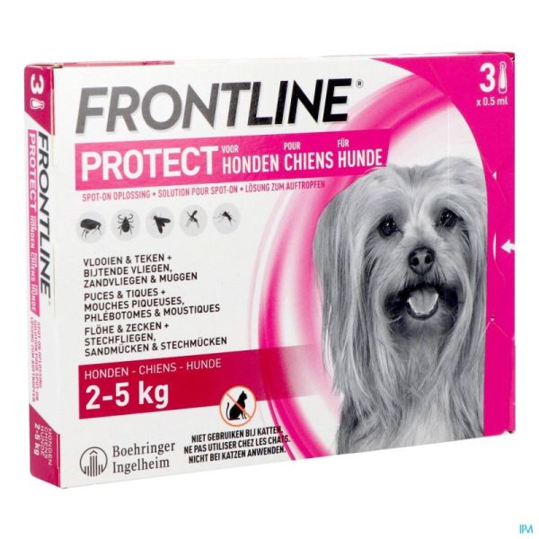 Frontline Protect Spot On pour Chien de 2 à 5kg 3 Pipettes