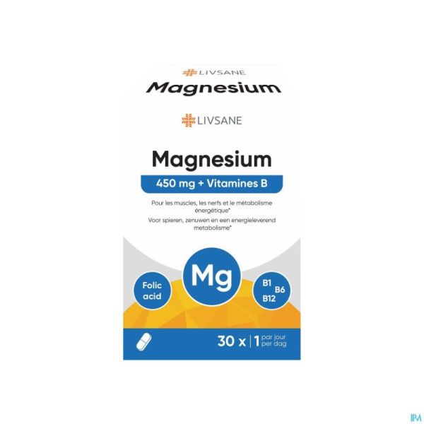 Livsane Magnesium 450mg + Vitamines B Comprimés 30