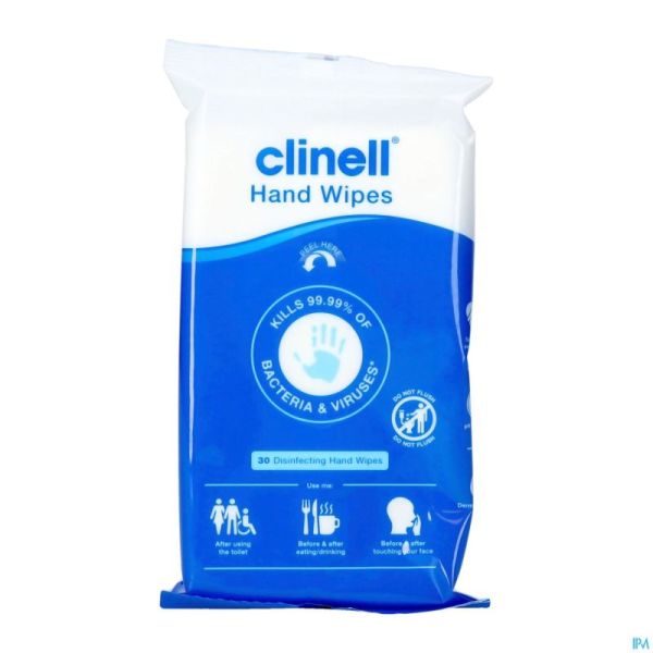 Clinell Lingettes Desinfectant Mains 30