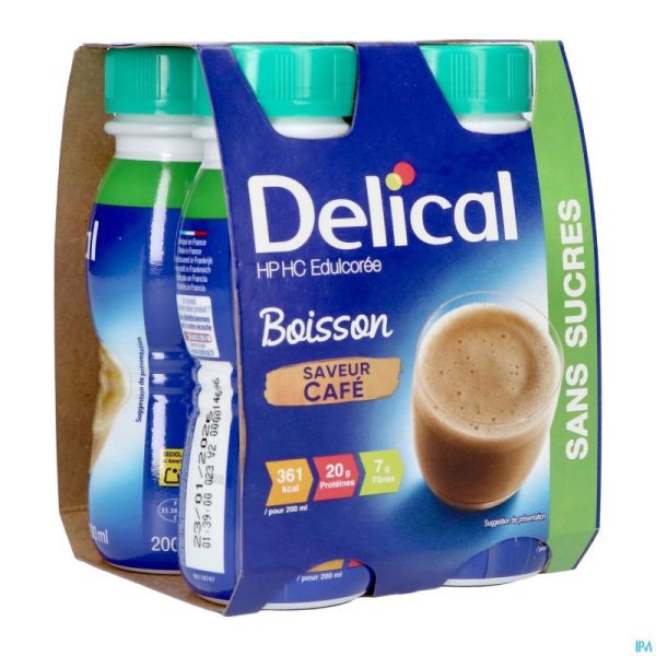 Delical Boisson Lactee S/sucre Cafe 4x200ml