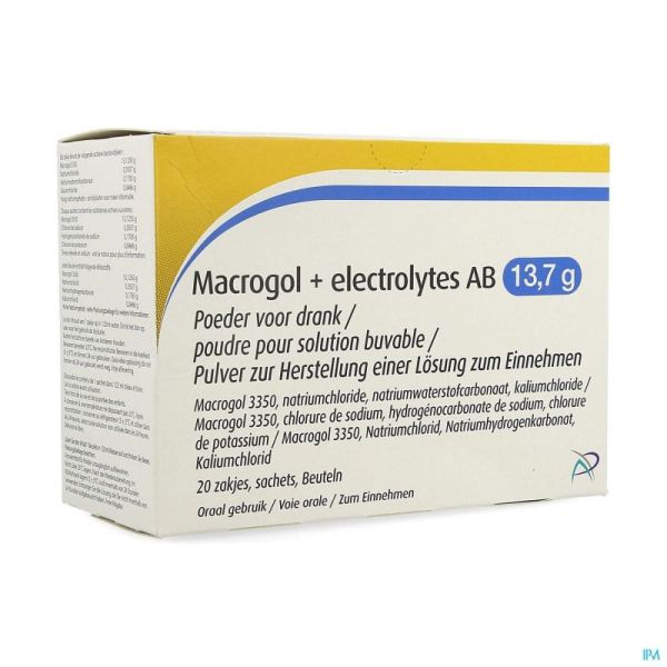 Macrogol+electrolytes Ab 13,7g Poudre Solution Sachets 20