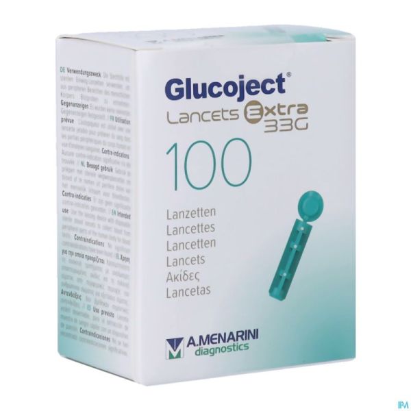 Glucoject l.extra 33g Lancettes 100