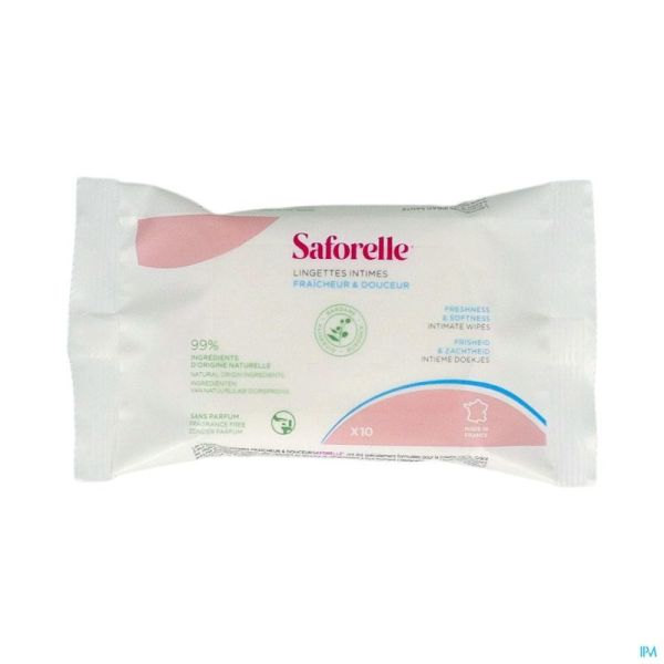 Saforelle Lingettes Flushable Pocket 10 Lingettes