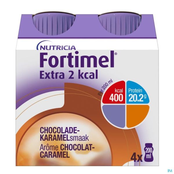 FORTIMEL EXTRA 2kcal Chocolat Caramel - 4 Bouteilles de 200ml