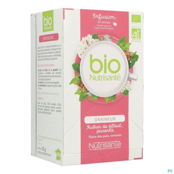 Thé Infusettes Bio Draineur Nutrisanté 20 Sachets