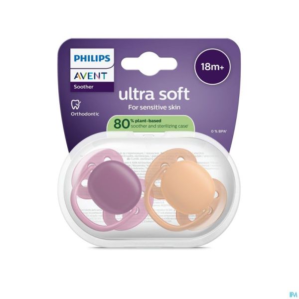 Philips Avent Sucette +18m Soft Fuchsia/peche 2