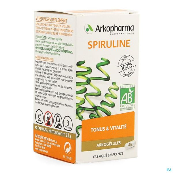 Arkogelules Spiruline Bio Gélules 45