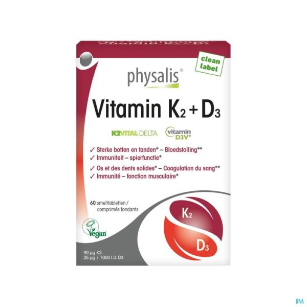 Physalis Vitamin K2 + D3 Comprimés 60