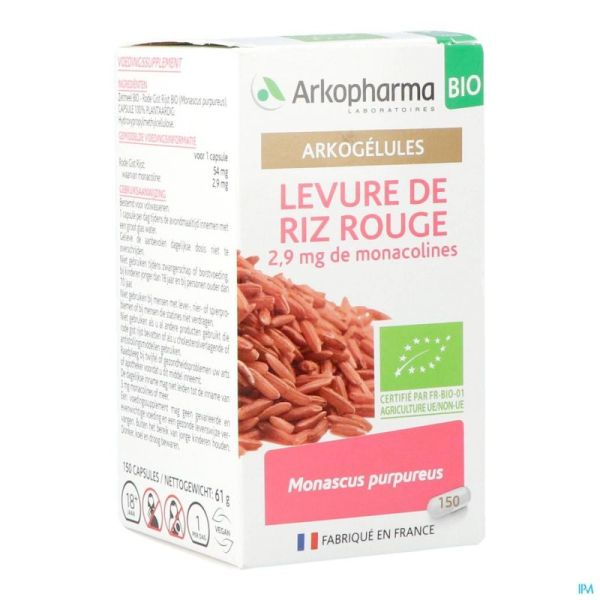 Arkogelules Levure Riz Rouge Bio Gélules 150 