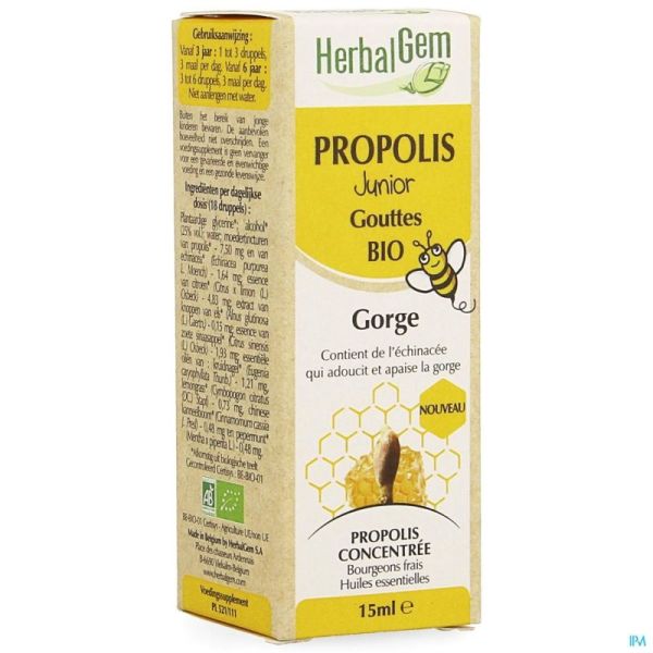 Herbalgem Propolis Junior Bio Flacon Gouttes 15ml