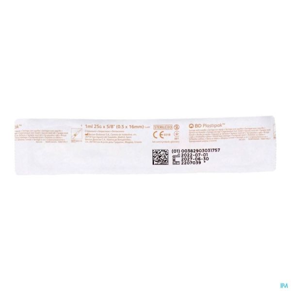 Seringue Jet 1 Ml Bd Aiguille Tu- 25g5/8 1 Pièce 3000