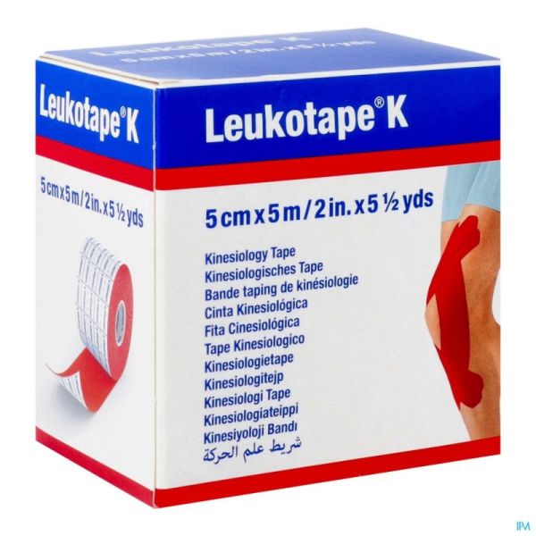 Leukotape K Bande Adh Elast Rouge 5,0cmx5m 1