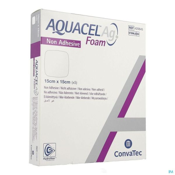 Aquacel Ag Foam Non Adhesif 15x15cm 5