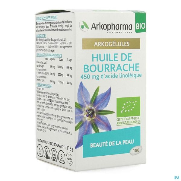 Arkogelules Huile Bourrache Bio Gélules 180