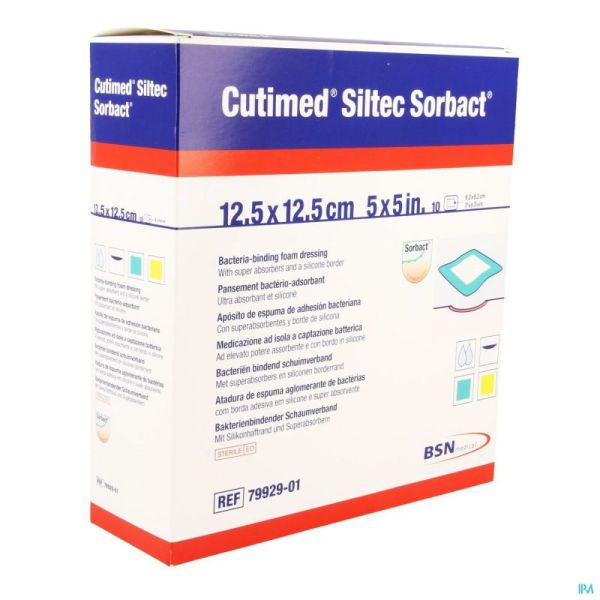 Cutimed Siltec Sorbact Pans Mousse 12,5x12,5cm 10